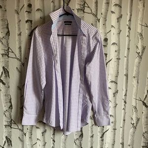 White and purple dress shirt .